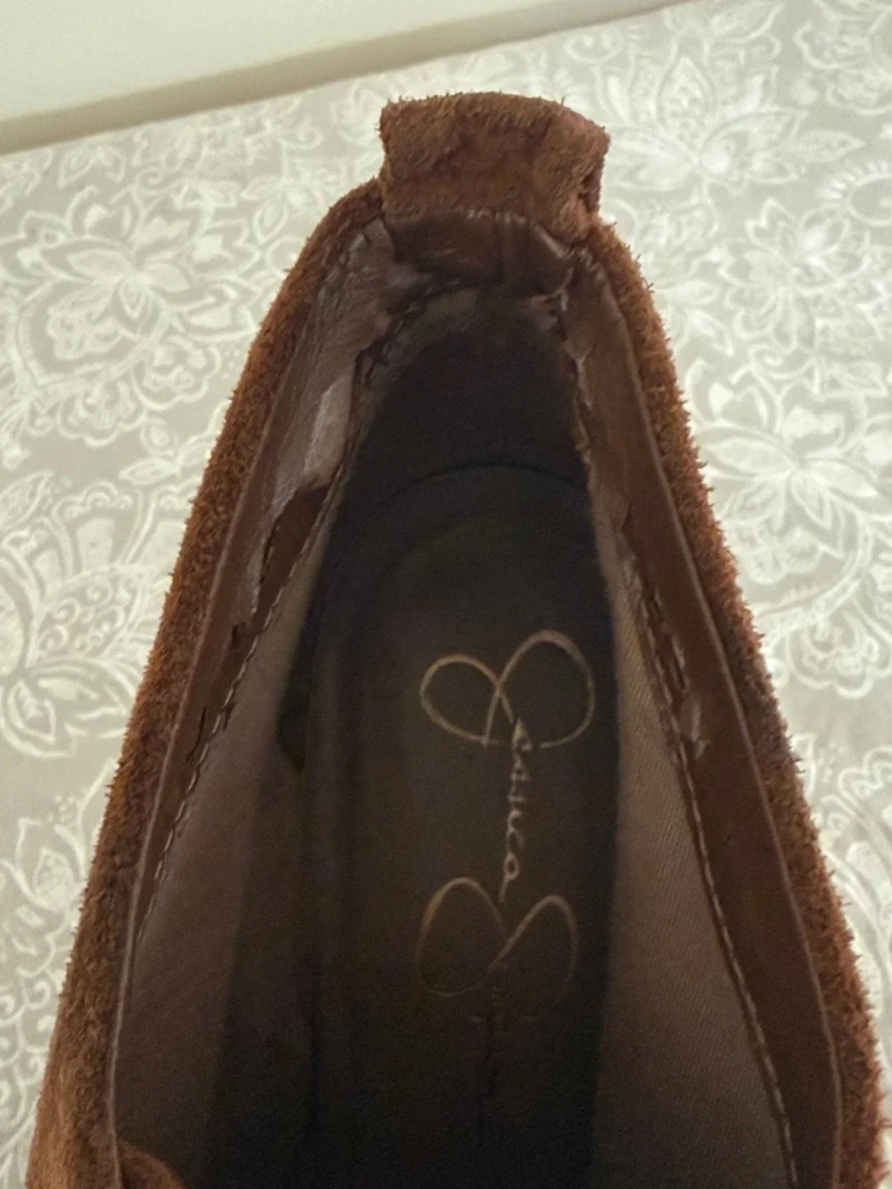 Jessica Simpson Chestnut Suede Lace-Up Wedge Booties